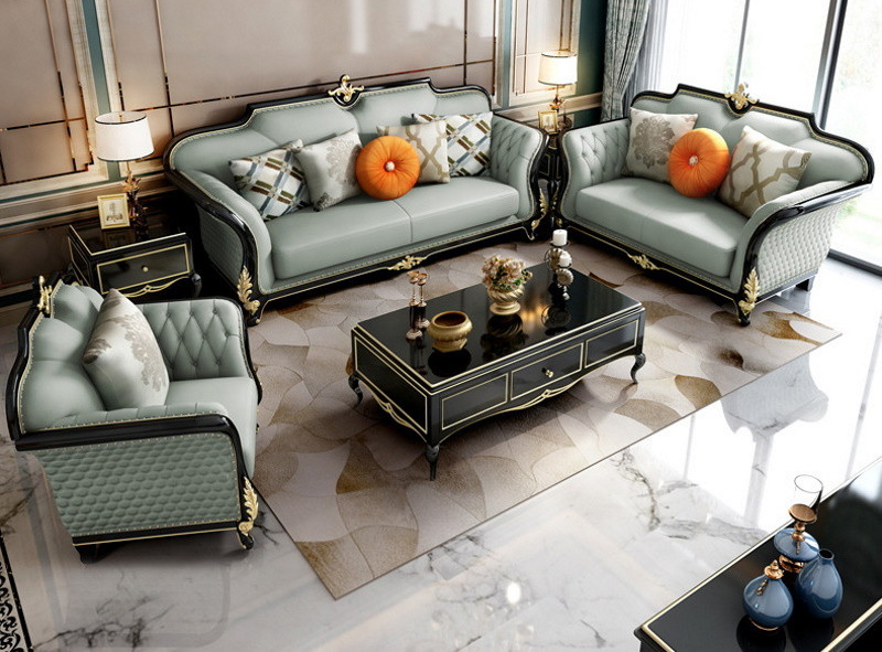 Ghế Sofa Văng Da Tân Cổ Điển V36