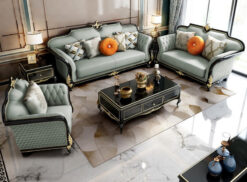 Ghế sofa văng da tân cổ điển V36 – Sang Trọng, Đẳng Cấp, Giá Xưởng Tại Sofa Vua Bàn Trà
