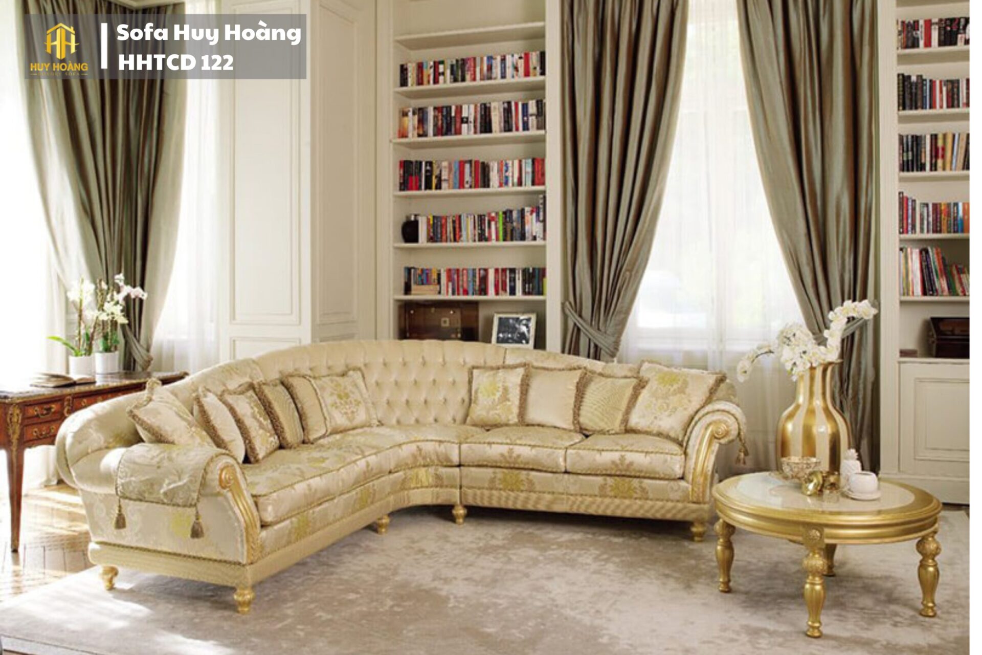 sofa tân cổ điển HHTCD 122 da Ý sofa tân cổ điển HHTCD 122
