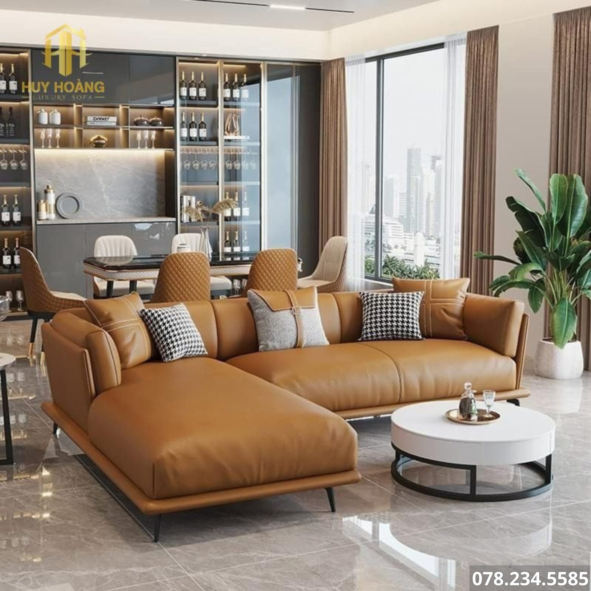 sofa đẹp chữ L da