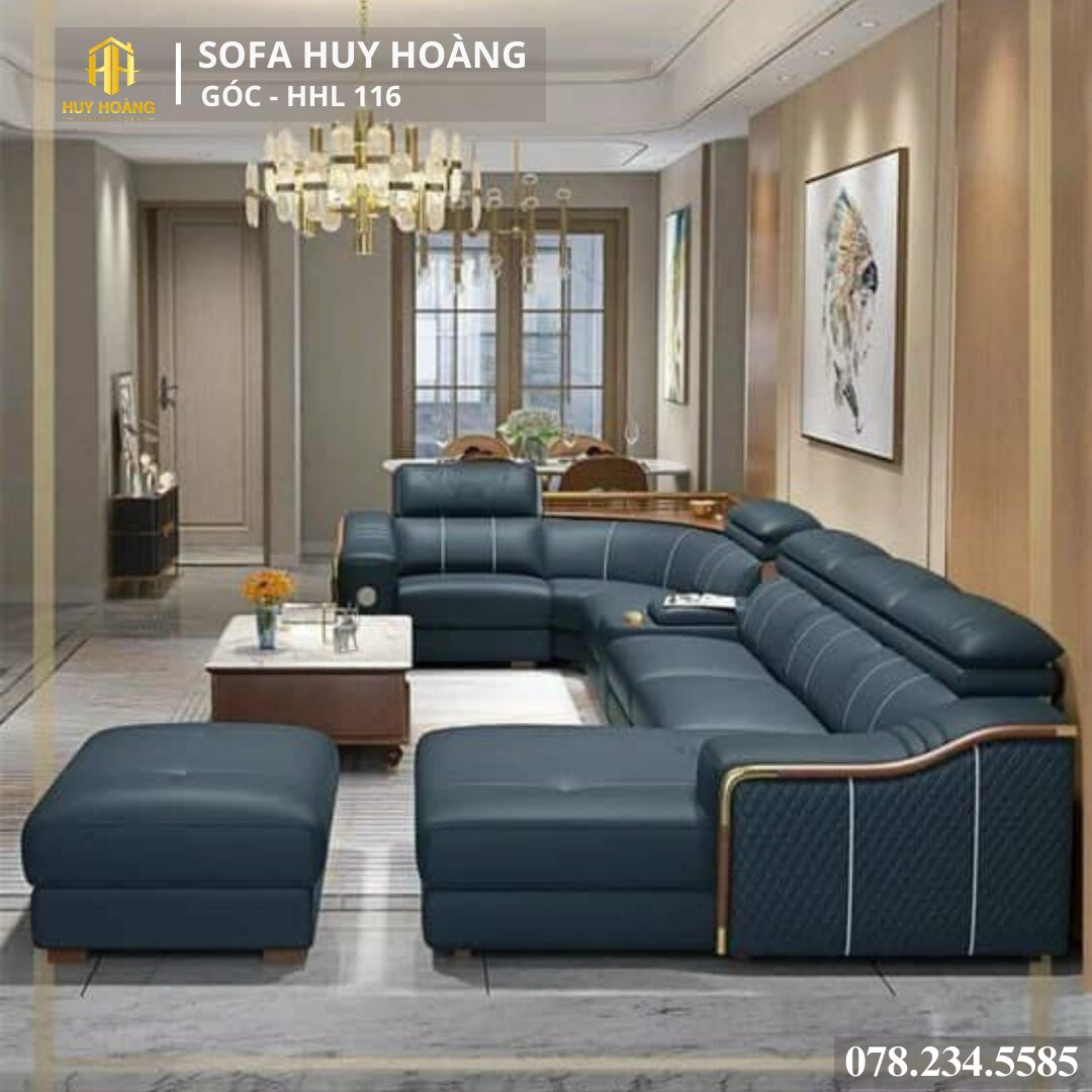 Sofa chữ L góc bọc da