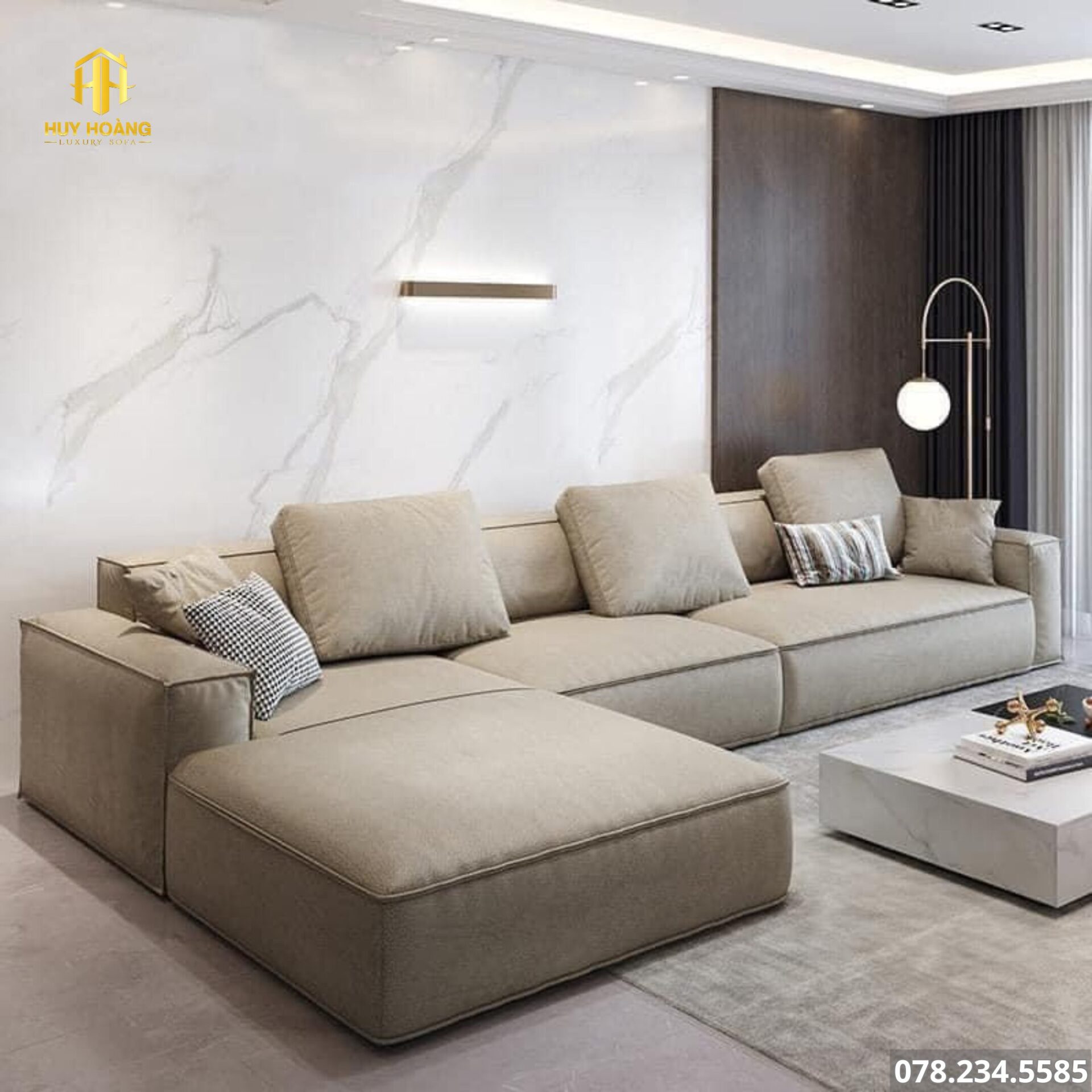 sofa đẹp chữ L vải