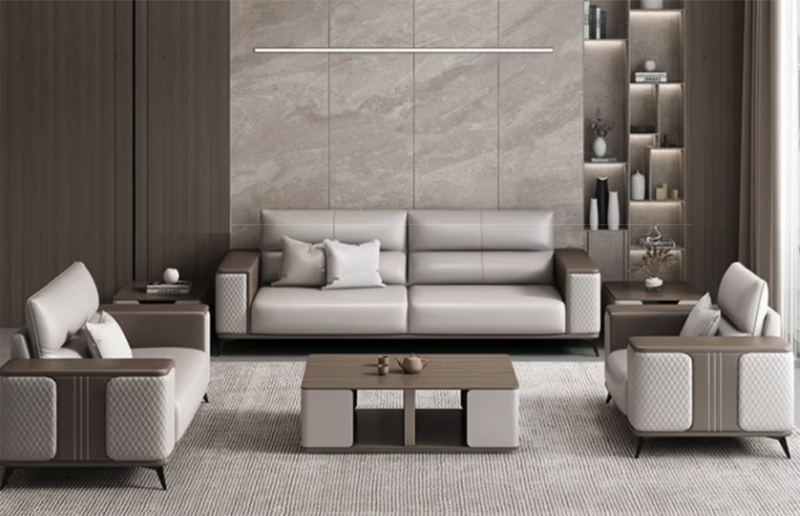 sofa văn phòng Hà Nội da màu xám