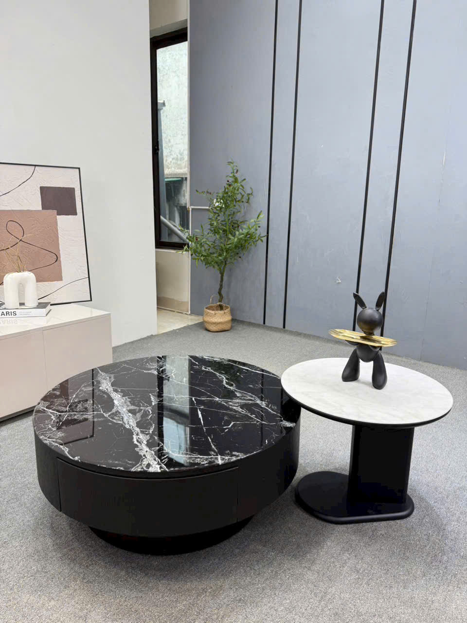 Bàn Trà Orbit New Model 2026 – Thiết Kế Bo Tròn Hiện Đại, Mặt Đá Sang Trọng