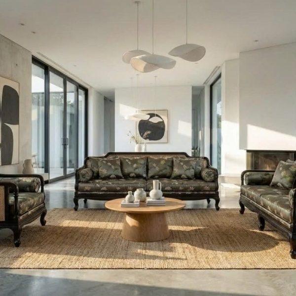 🎨 Không gian sống trở nên sang trọng hơn với ghế sofa Indochine HHV 311 làm điểm nhấn.