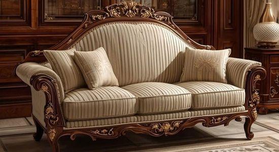 Ghế sofa Indochine HHV 323 thiết kế uốn cong sang trọng tại Vua Bàn Trà