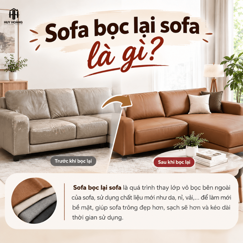 Bọc lại sofa giá rẻ Hà Nội giúp làm mới diện mạo sofa cũ, tiết kiệm chi phí so với việc mua một bộ sofa mới.